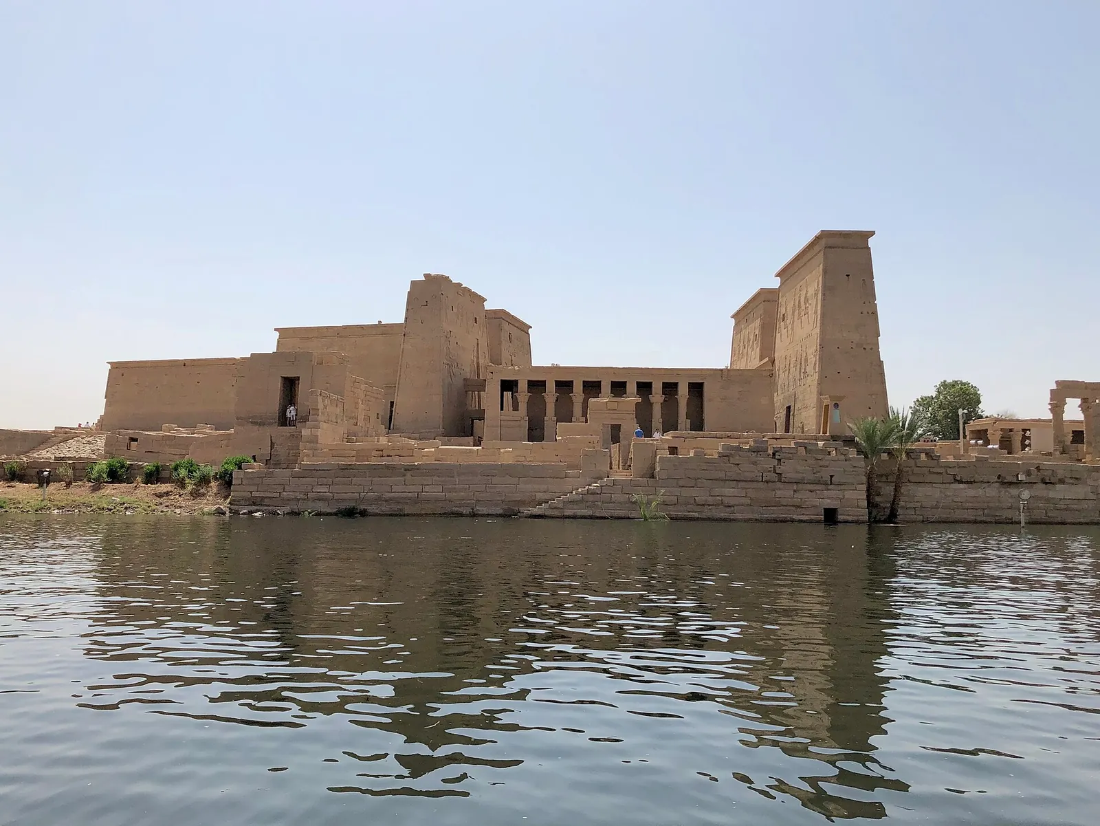 Philae Temple on Agilkia Island in the Nile near Aswan, seen from the water