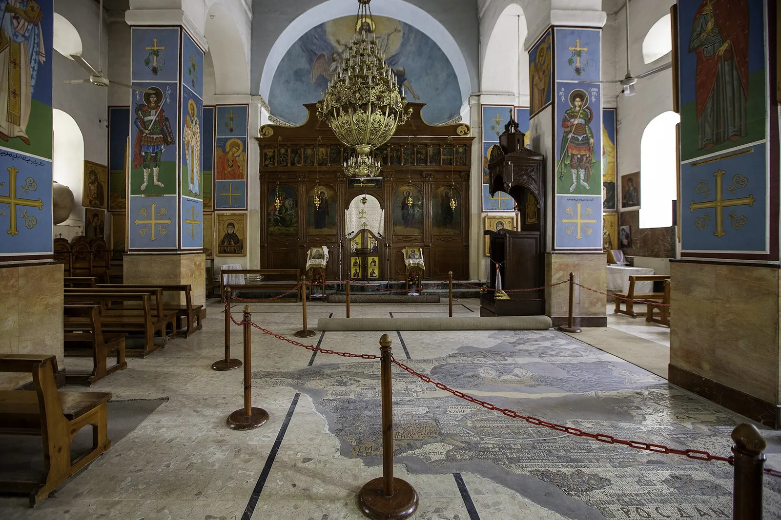 Detail of the Byzantine mosaic map of the Holy Land in the church of St George, Madaba