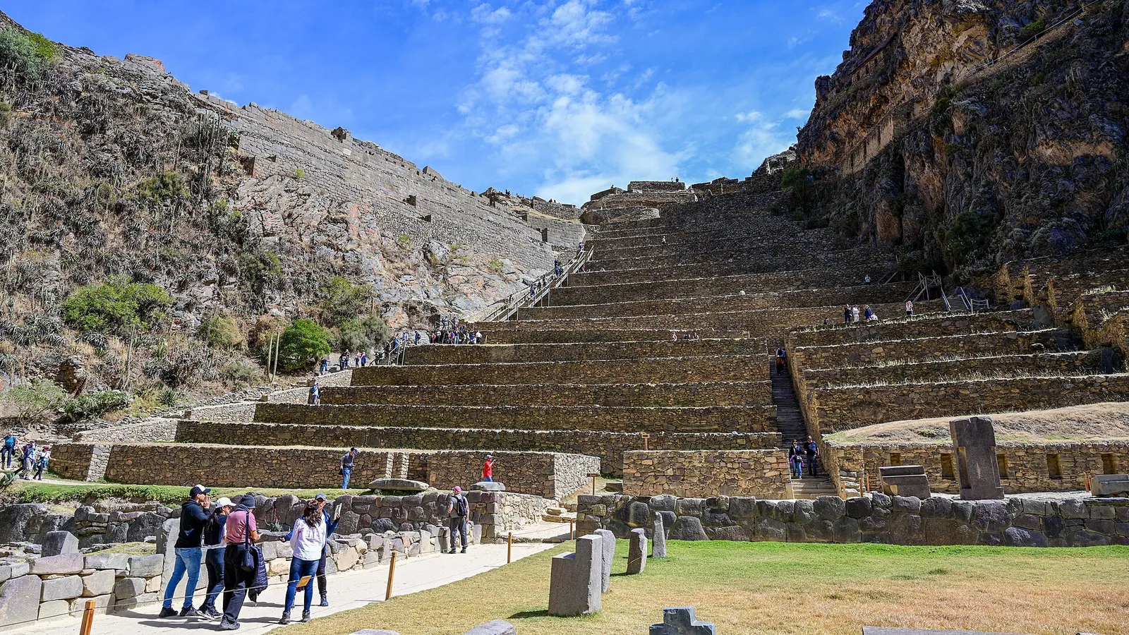 Stone terraces climbing the Temple Hill at Ollantaytambo, Peru