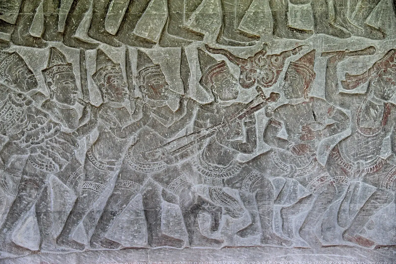 Bas-relief carvings in the galleries of Angkor Wat, Cambodia