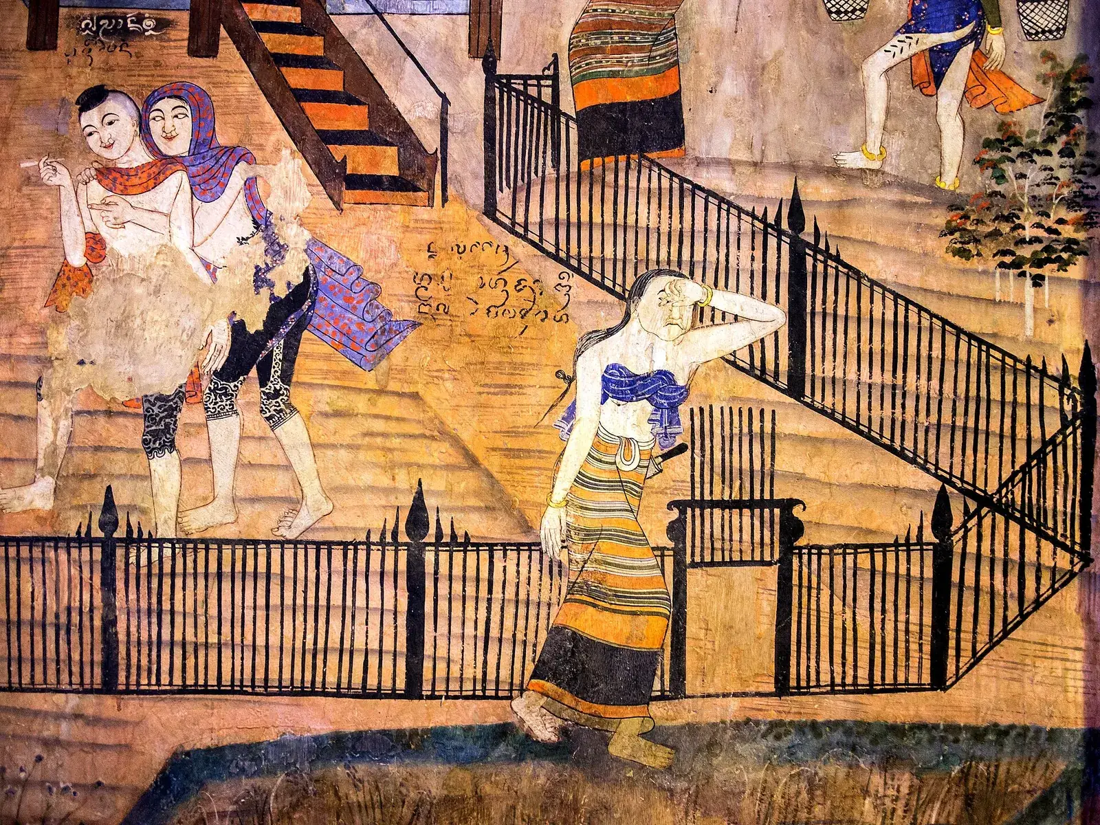 Tai Lue-style 19th-century murals on the walls of Wat Phumin in Nan, northern Thailand